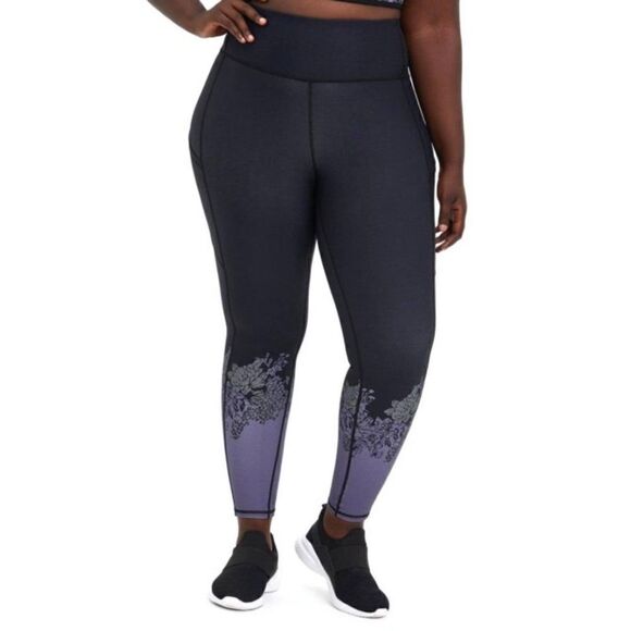 Torrid dark rose, purple and black yoga pants, size 4 - Picture 2 of 7